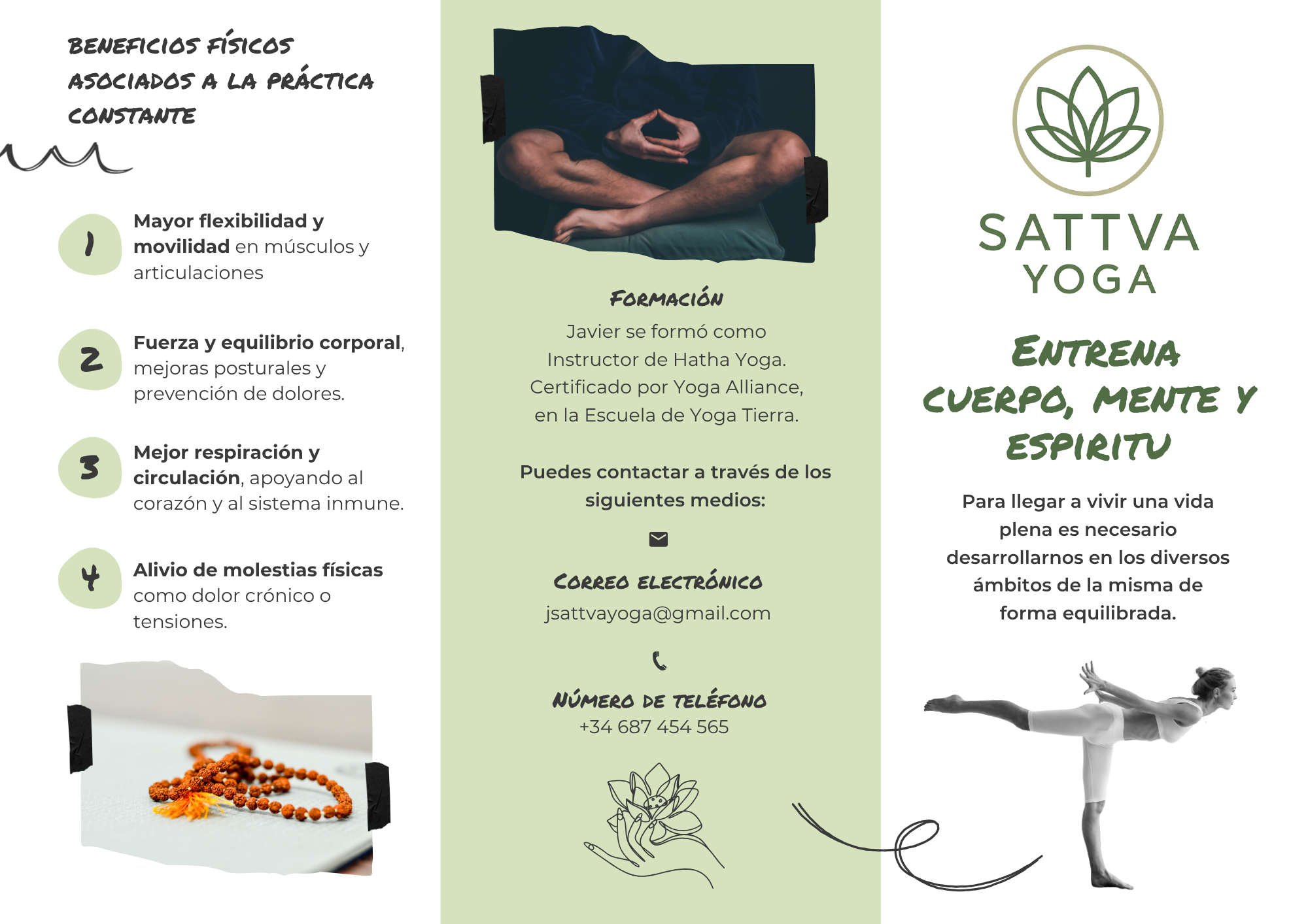 Flyer informativo Sattva Yoga 1