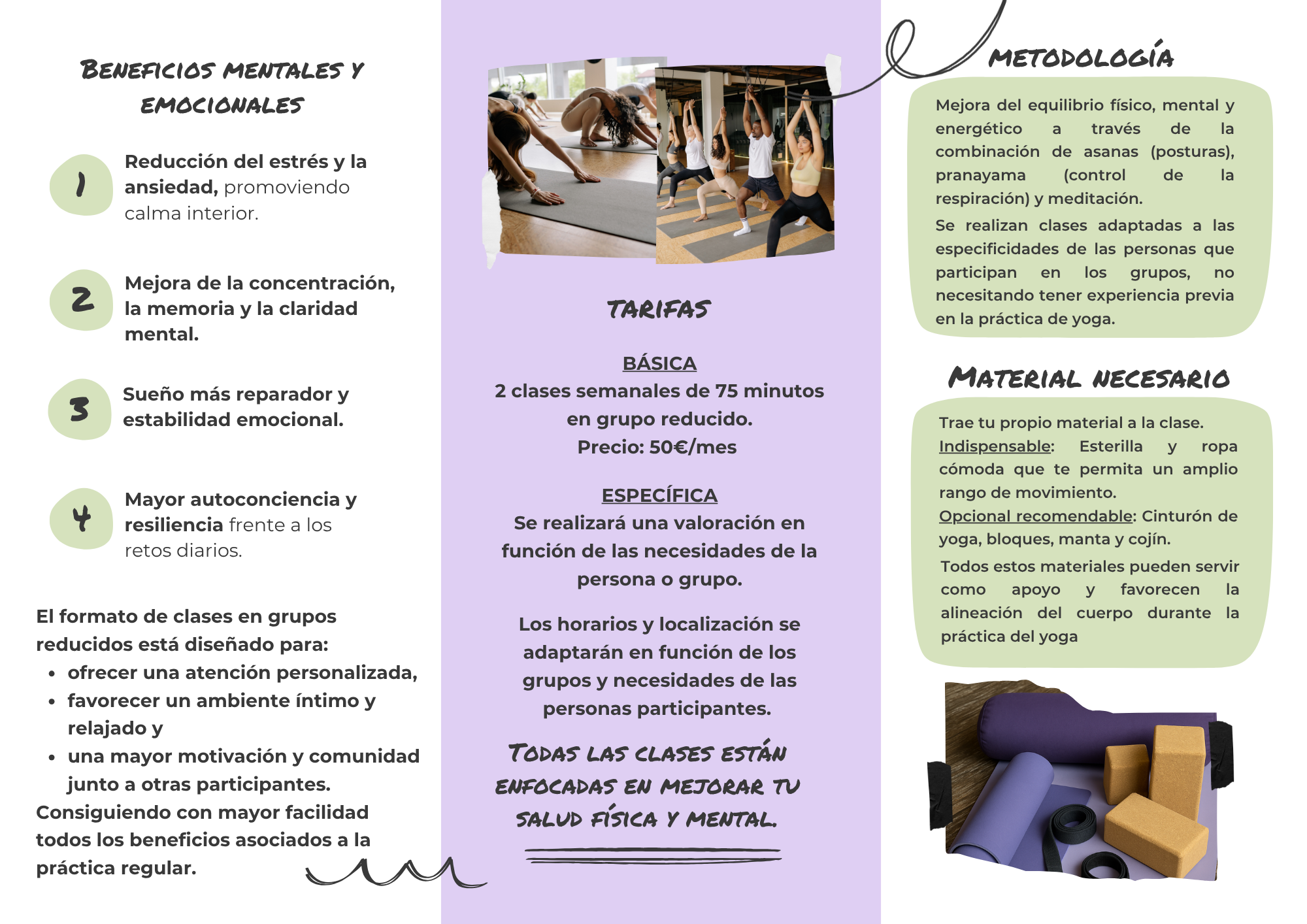 Flyer informativo Sattva Yoga 2